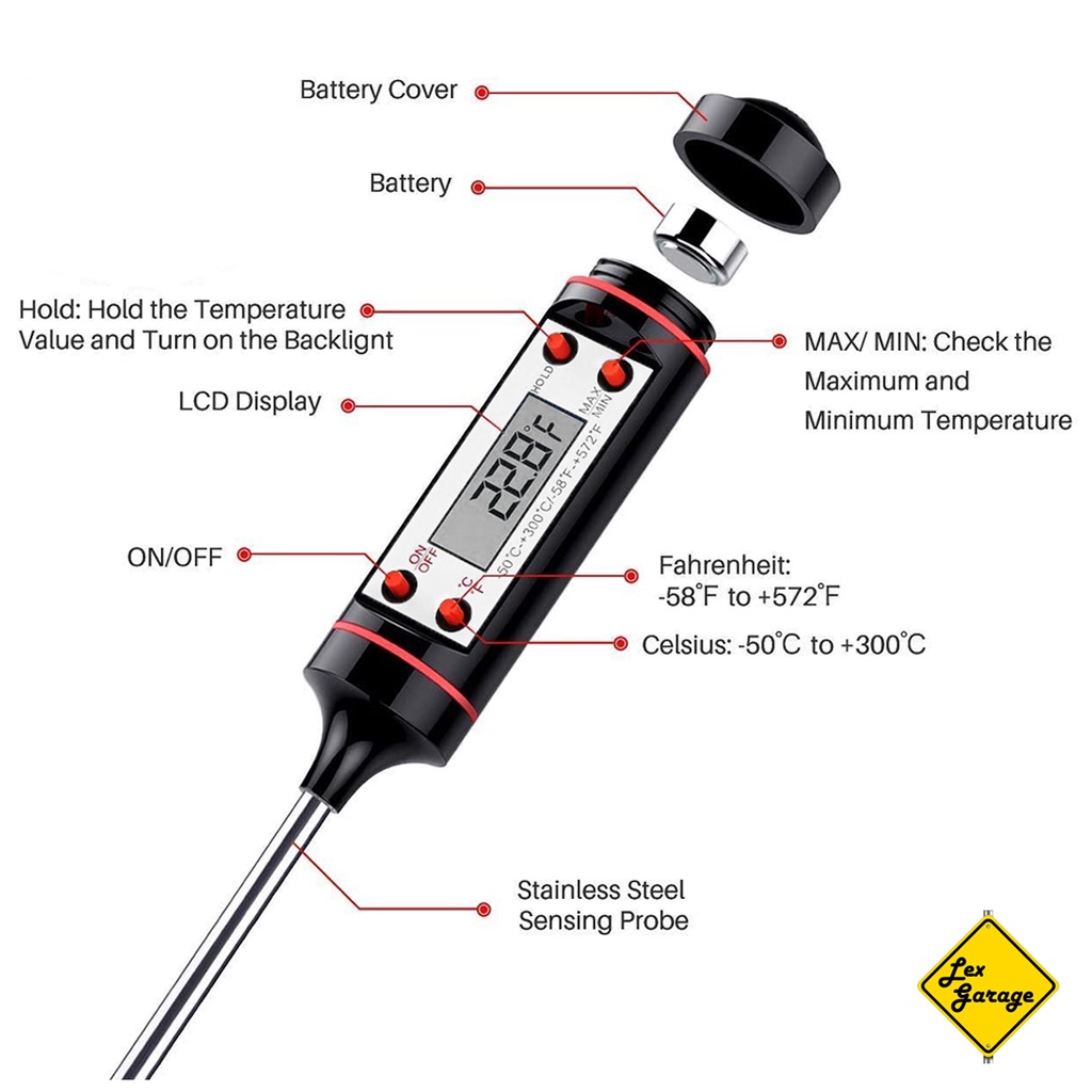 Termometer Masak Kopi Makanan Digital Thermometer Minyak Daging Air