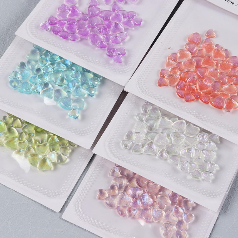 AUGUSTINA Agustina Heart Nail Art Dekorasi Wanita Jepang Jantung Nail Drills Love Heart Manicure Aksesoris Hiasan Kuku Aurora Nail Art Dekorasi