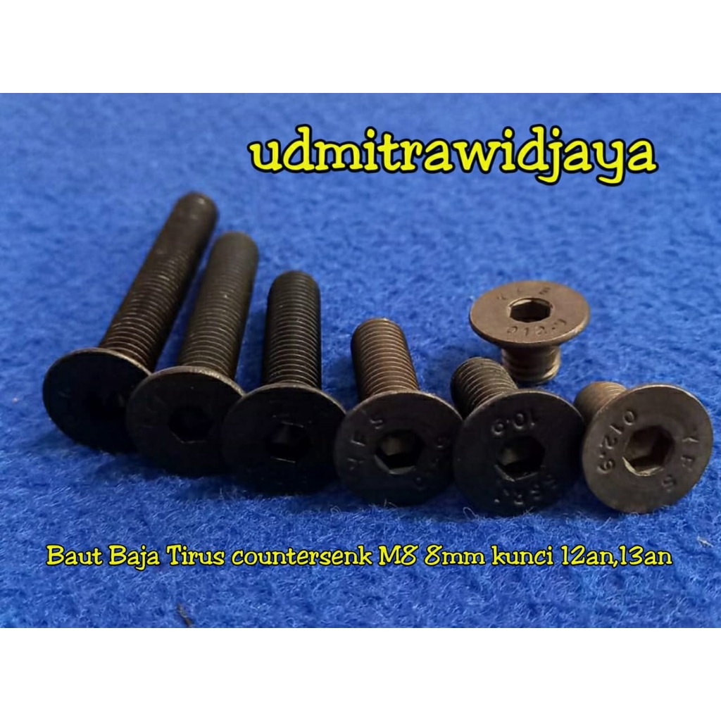 Baut Tirus Flat L versenk baja kunci 12 TIRUS panjang 1,5cm 2cm 2,5cm 3cm 4cm 5cm 6cm baut versunk L baja M8 8mm baut oversenk baut countersink baut flat L baut tirus