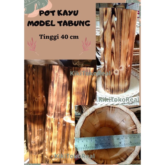 Jual Pot Bunga Tanaman Bahan Kayu Bentuk Tabung Vas Model Tabung Lurus Etnik Rustic Shopee