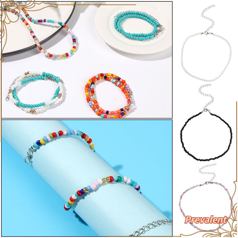 Preva Bohemian Kalung Perhiasan Kalung Rantai Pantai Handmade Kaca Manik-Manik Choker