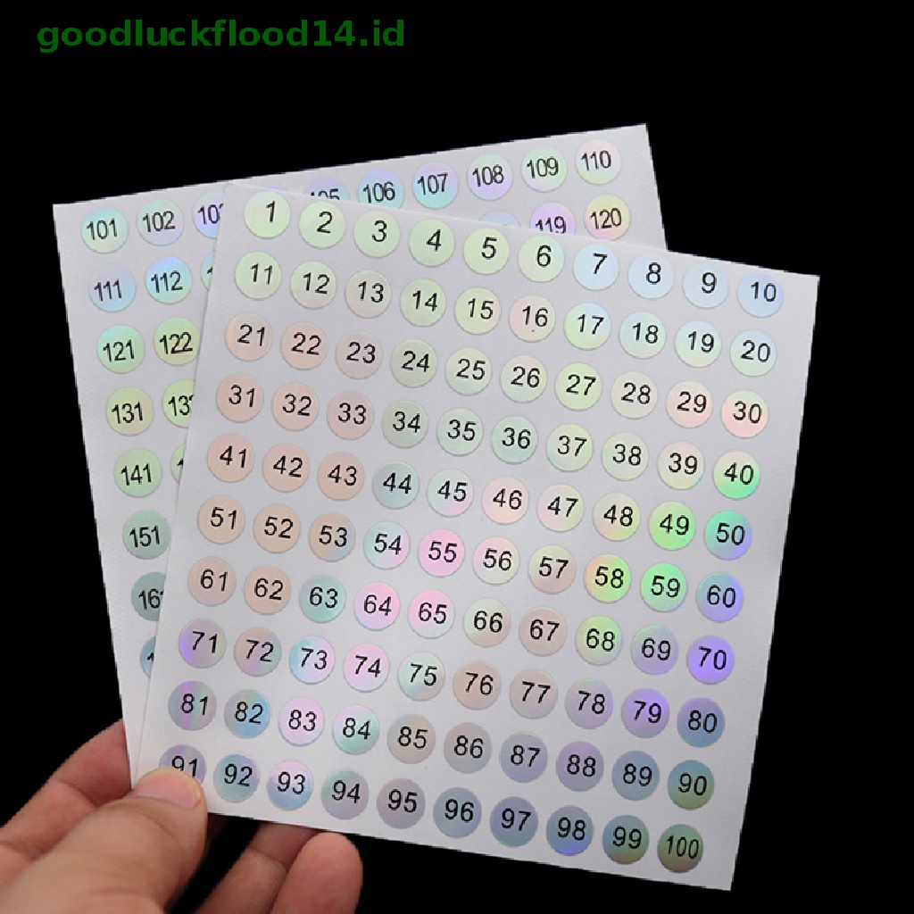 [GOOGFOUR] 1-1000 Stiker Angka Kuku Tahan Air Bulat Label Digital Self Adhesive Numbers [TOP]