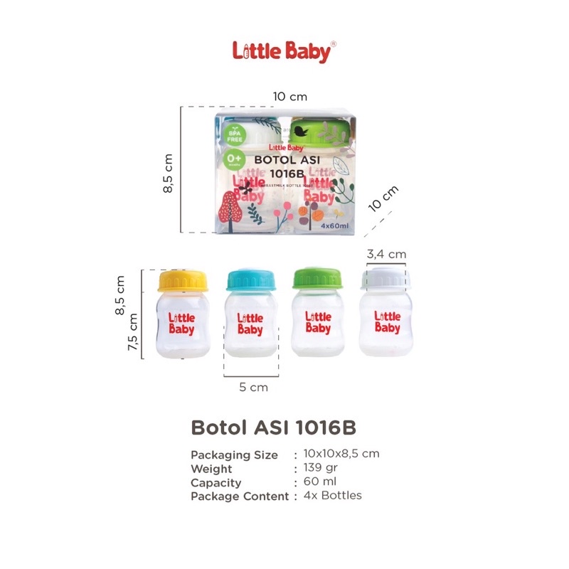 Little Baby Botol Asi 60ml 4pcs BPA Free - Kontainer Asip