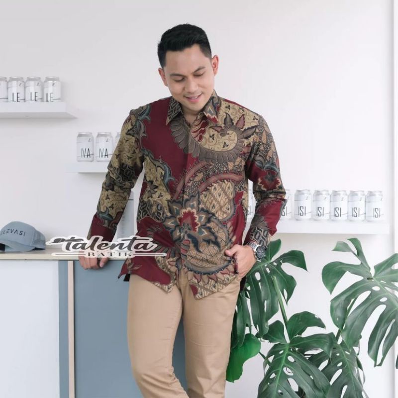 Baju Kemeja batik pria cowok cowo lengan panjang pendek pekalongan solo seragam keris premium G04