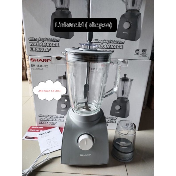BLENDER KACA SHARP 1,5 LITER  EM-151G-GY Blender KACA kapasitas 1,5 liter/ blender kaca sharp wet& d
