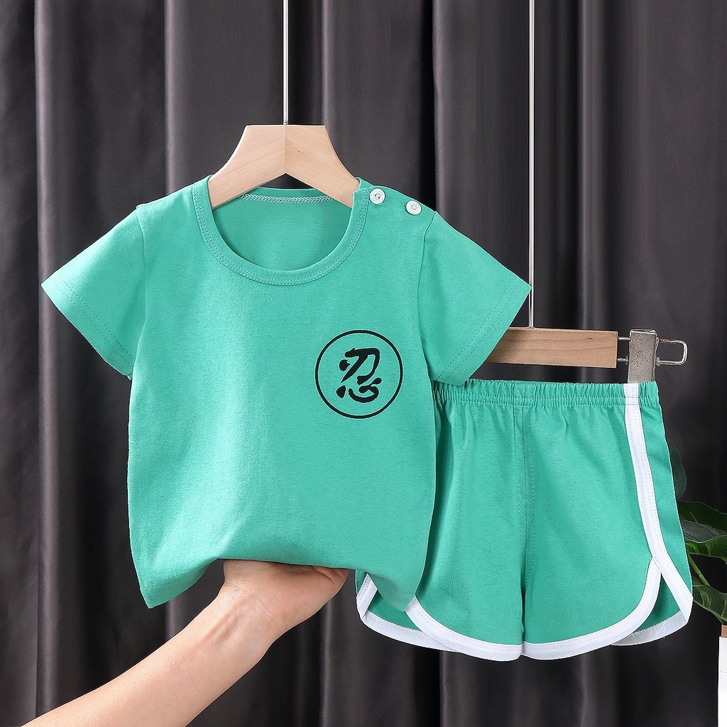 Baju anak baju bayi import Korea base putih karakter printing anti luntur setelan anak stelan bayi