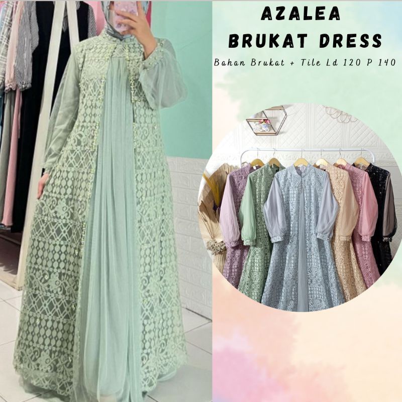 Azalea Brukat Dress / Pesta Hijau Sage / Dress Kondangan / Dress Ozias Ori / Gamis Muslimah / Gamis 