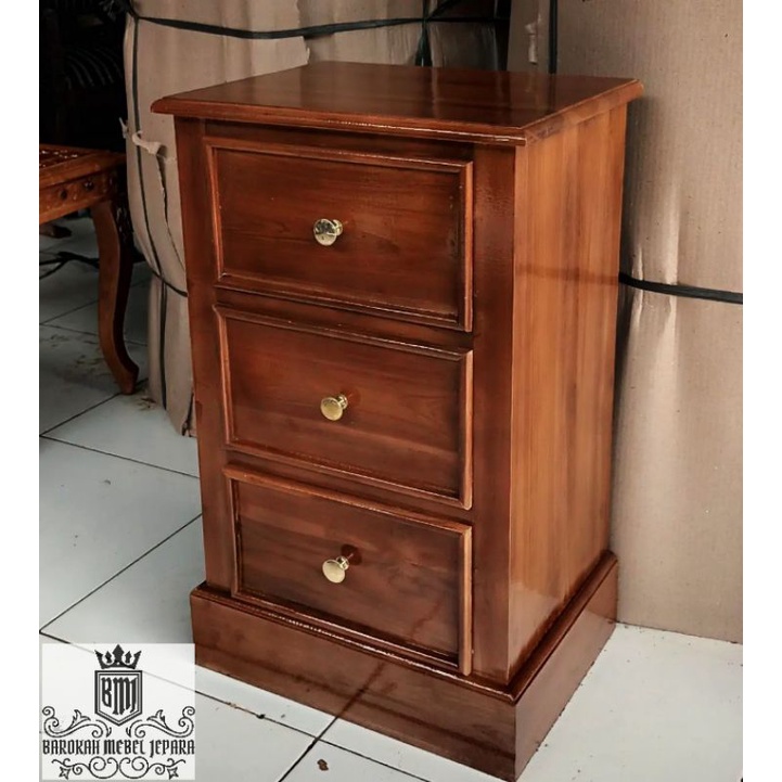 Nakas jati minimalis 3 laci