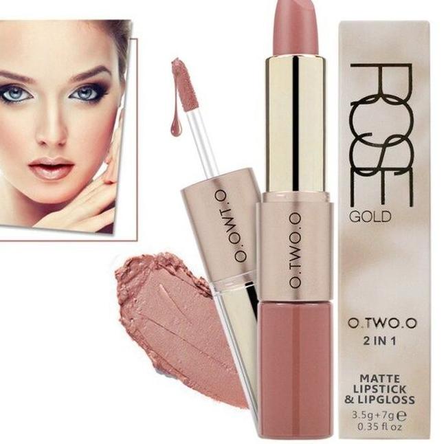 Harga Promo 0SCKN 100%ORIGINAL[Bayar Di Tempat]O.TWO.O (2 in 1) Lipstick Matte and lip gloss 12 Warn