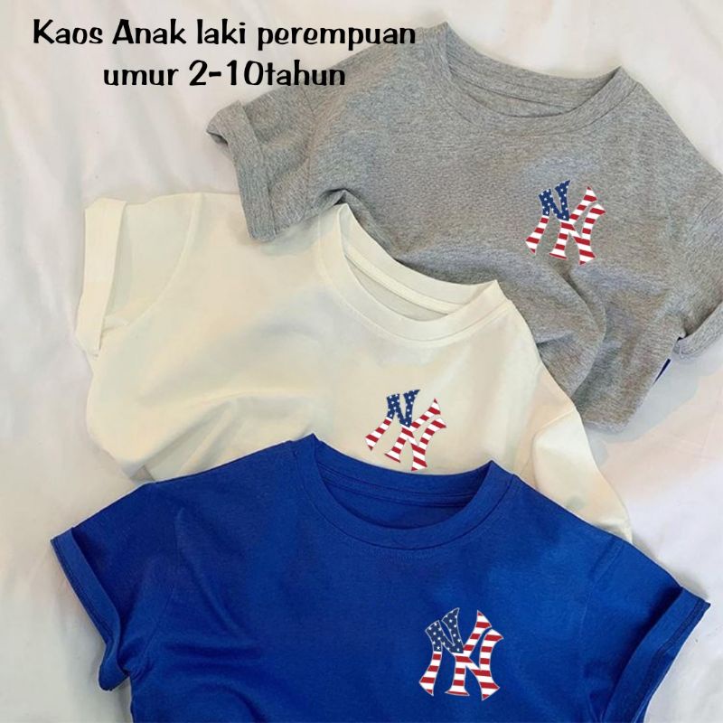 Kaos Anak Distro NY us Baju Anak Laki Laki &amp; perempuan Usia 2-10 Tahun Tshirt Anak Kaos Anak TerBaru Kaos Anak Lengan Pendek