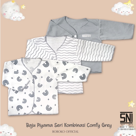 Baju Bayi piyama seri kombinasi comfy grey 0-3 bulan