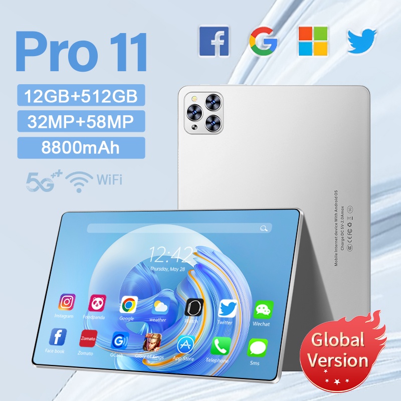 【Bisa COD】Galaxy tablet PC PRO11 Asli Baru tablet murah 16GB RAM + 512GB ROM Android Tablet PC 11.6 Inch Layar Penuh Layar Besar Wifi 5G Dual SIM Tablet PC Baru dengan Harga Murah Gaming Tablet PC