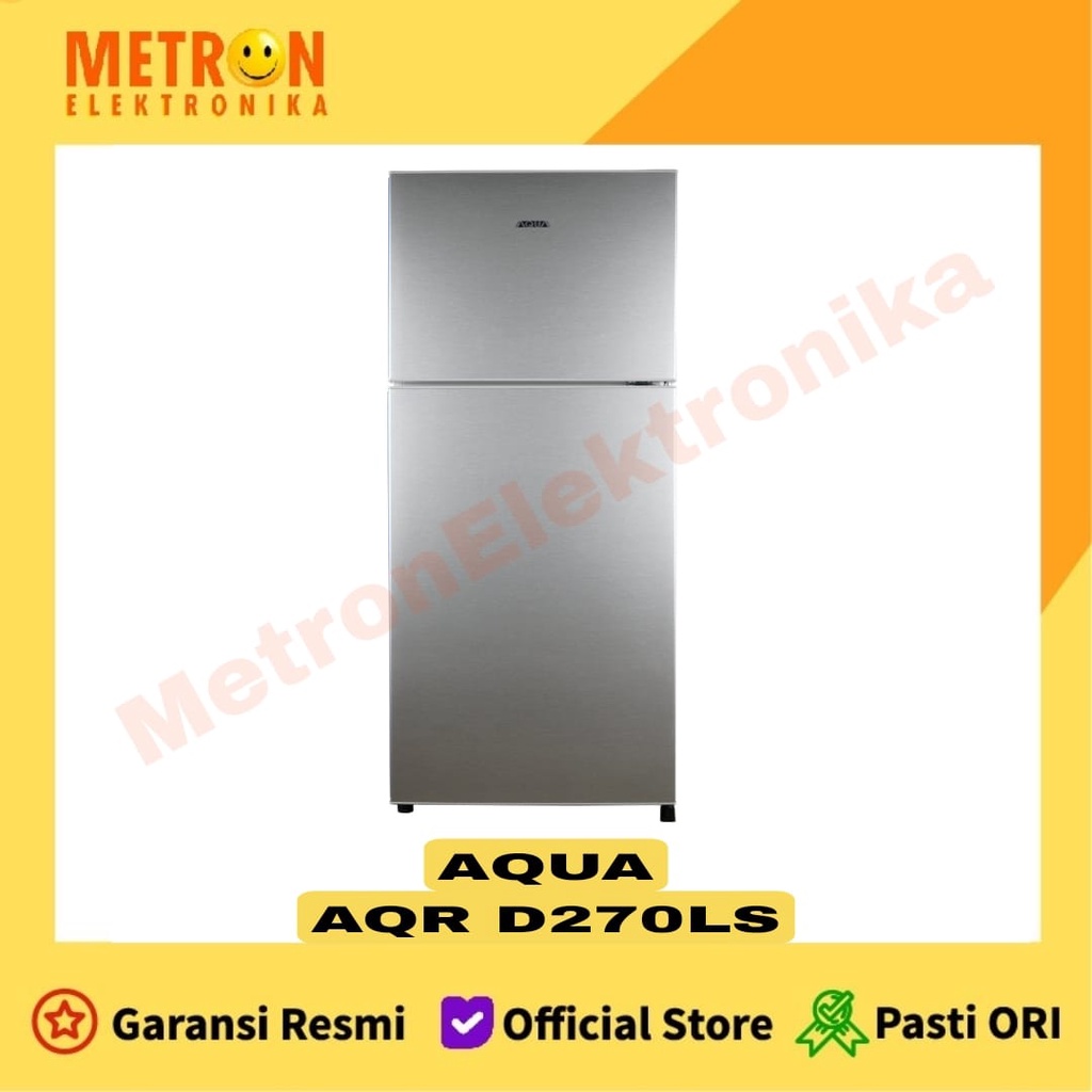 AQUA AQR D 270 LS / LIGHT SILVER LEMARI ES KULKAS 2 PINTU 220 LITER / AQRD270LS