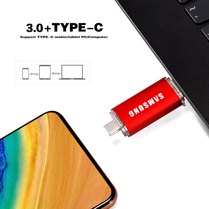 Flash Drive Tiga-Dalam-Satu Samsung Tipe-C Warna Terang 8GB/16GB/32GB/64GB/128GB/256GB/512GB/1TB/2TB micro OTG Flash Drive