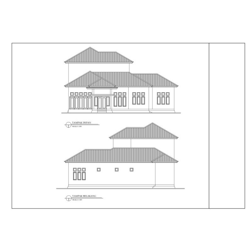 

Jasa gambar denah dan tampak 2 lantai 2D