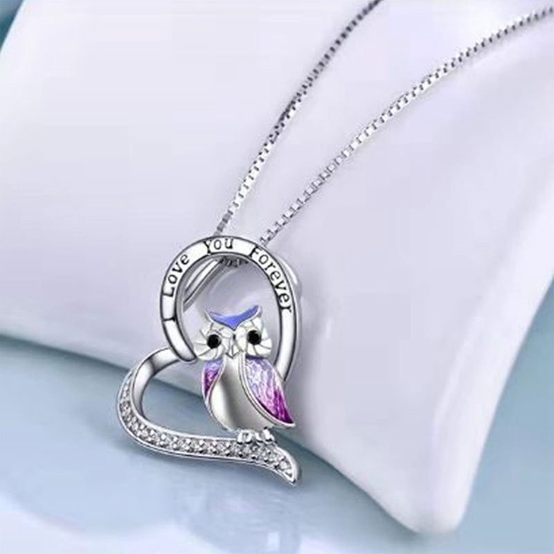 Cute Owl Moon Ladies Kalung Huruf Tidak Pernah Menyerah Liontin Bintang Zirkon Indah Romantis Hari Valentine Pesta Perhiasan