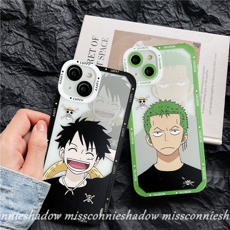 IPHONE Casing Kompatibel Untuk Iphone11 13 12 14 Pro Max 6 6s 8 7 Plus XR X XS Max Se2020 Kartun One Piece Zoro Luffy Angel Eyes Shockproof Soft TPU Case