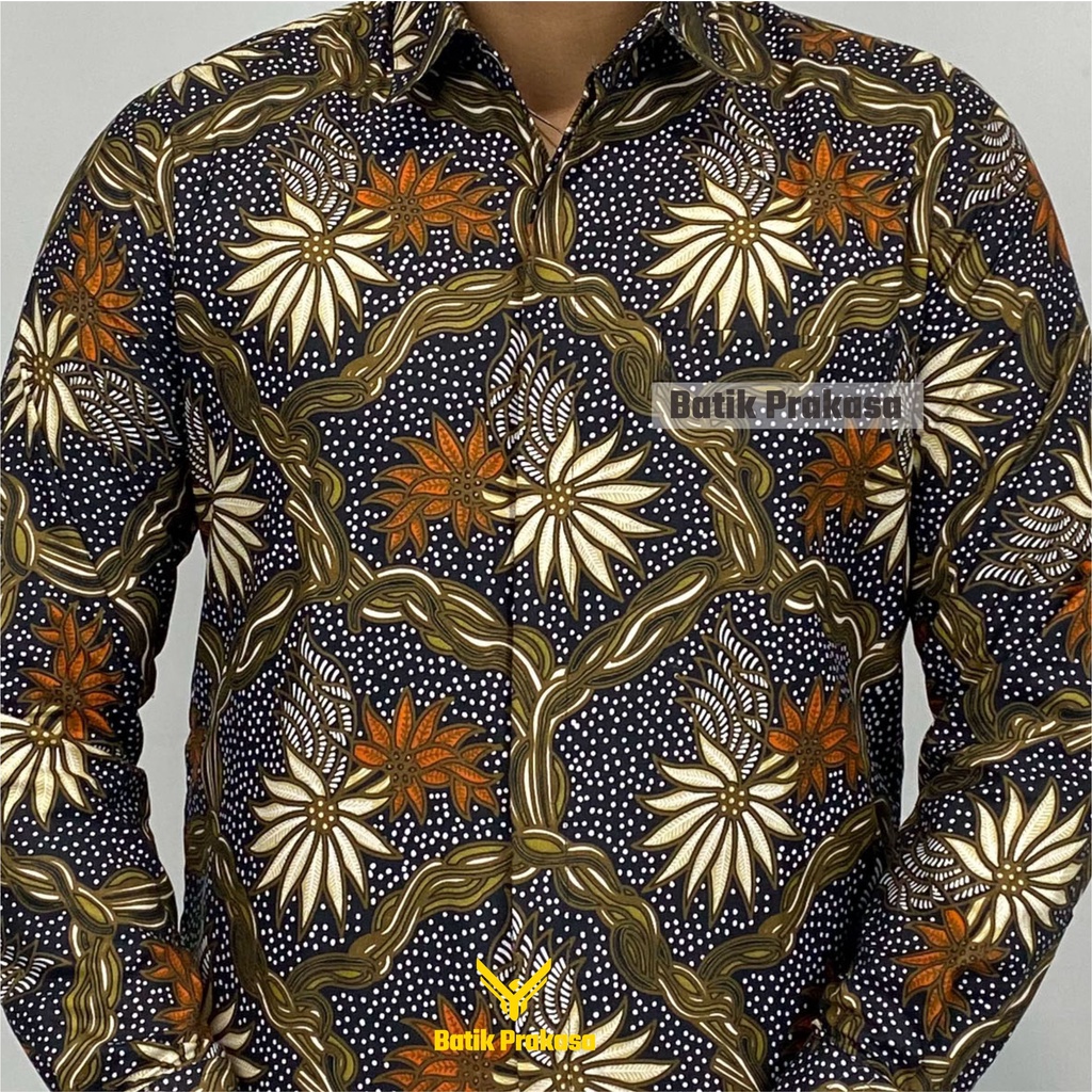 Kemeja Batik Pria Prakasa Motif Arkatama Slimfit Lengan Panjang Batik Solo