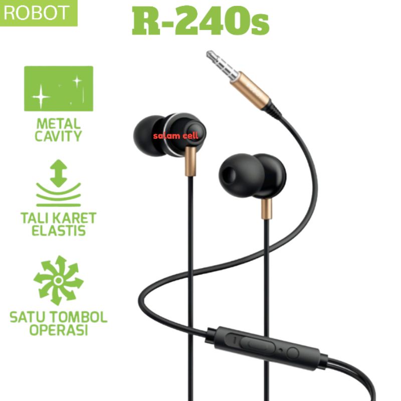 Headset Robot Re240s In-Ear Deep Rich Bass Metal Wire Original