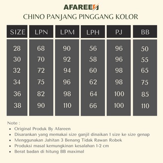 AFAREEN - Celana Chinos Panjang Pria Celana Chino Jumbo Stretch Melar Pinggang Karet Premium Size 27-38