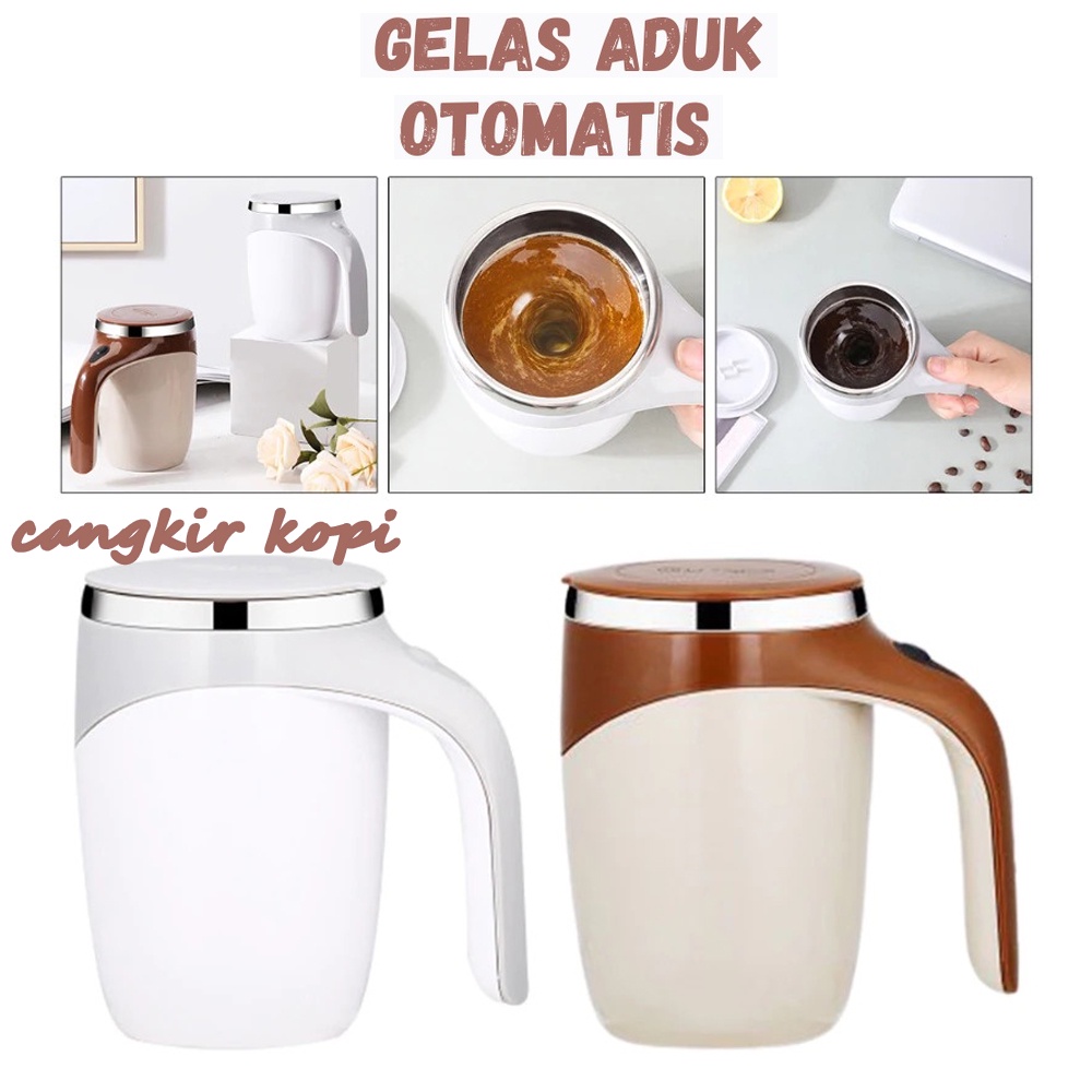 Gelas Aduk Otomatis Rechargeable /Cangkir Kopi Teh/ Self Stirring Cup /Mug Automatic Mixing /Magnetic Steering