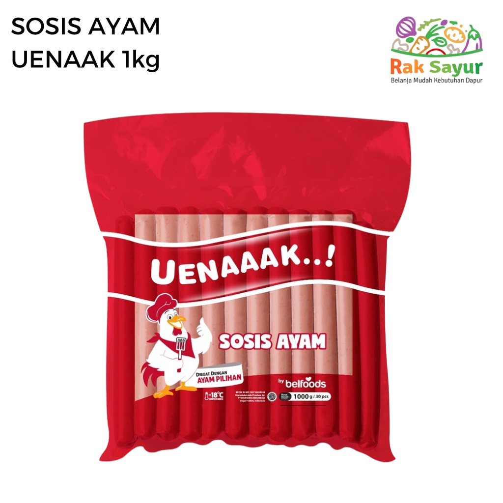 

Sosis Ayam Uenaaak 1kg Frozen Food Rak Sayur Padang