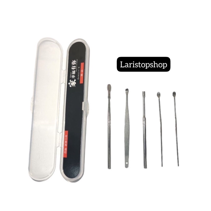 Pembersih Telinga Korek Kuping Stainless / Ear Wax Picker / Alat Pembersih Telinga Korek Kuping Stainless Steel / Korek Kuping isi 5 Pcs