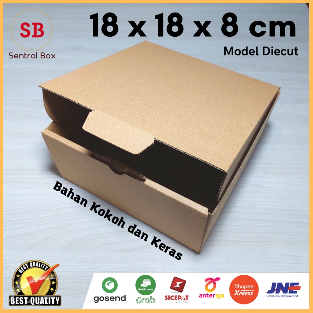 

( Min.order 5 pcs ) Kardus 18 x 18 x 8 cm..........Die Cut ( untuk pembelian di atas 10 pcs harga lebih murah )