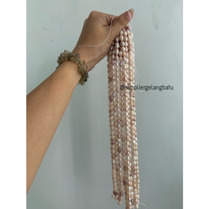 Mutiara Air Tawar asli mix warna 8 x 12mm oval lavender white peach