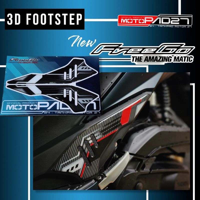 Stiker resin timbul Footstep Freego 125 New sticker pijakan kaki Yamaha Freego 125 2022