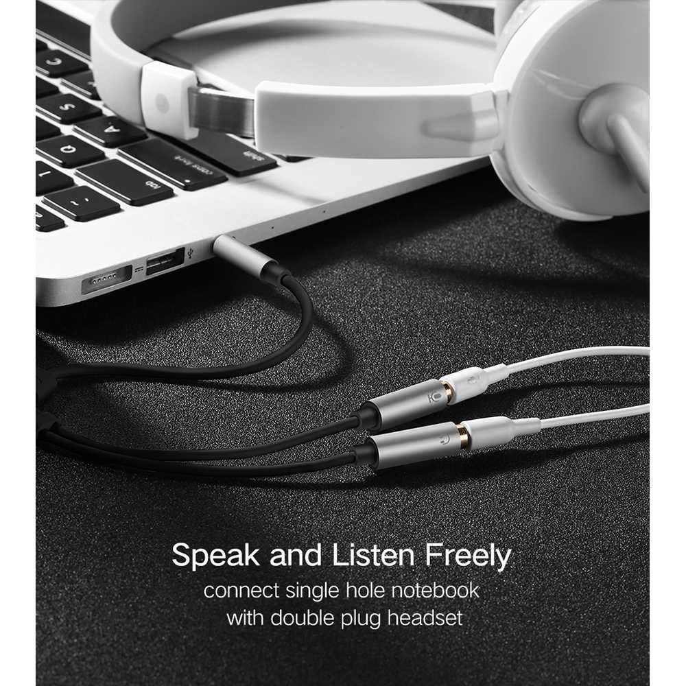 ( 100% BARANG ORI ) UGREEN Kabel Audio Splitter 3.5mm 2 Port Earphone Microphone - 30619