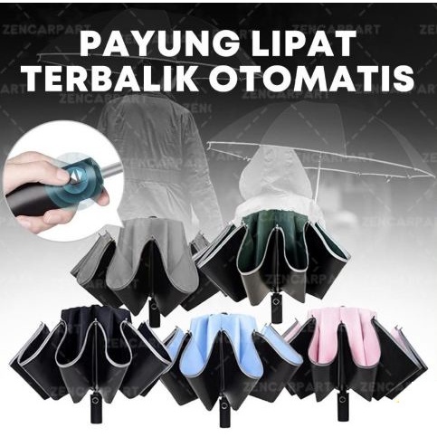 PAYUNG LIPAT 3 TERBALIK MOBIL OTOMATIS buka tutup anti sinar UV hujan kokoh