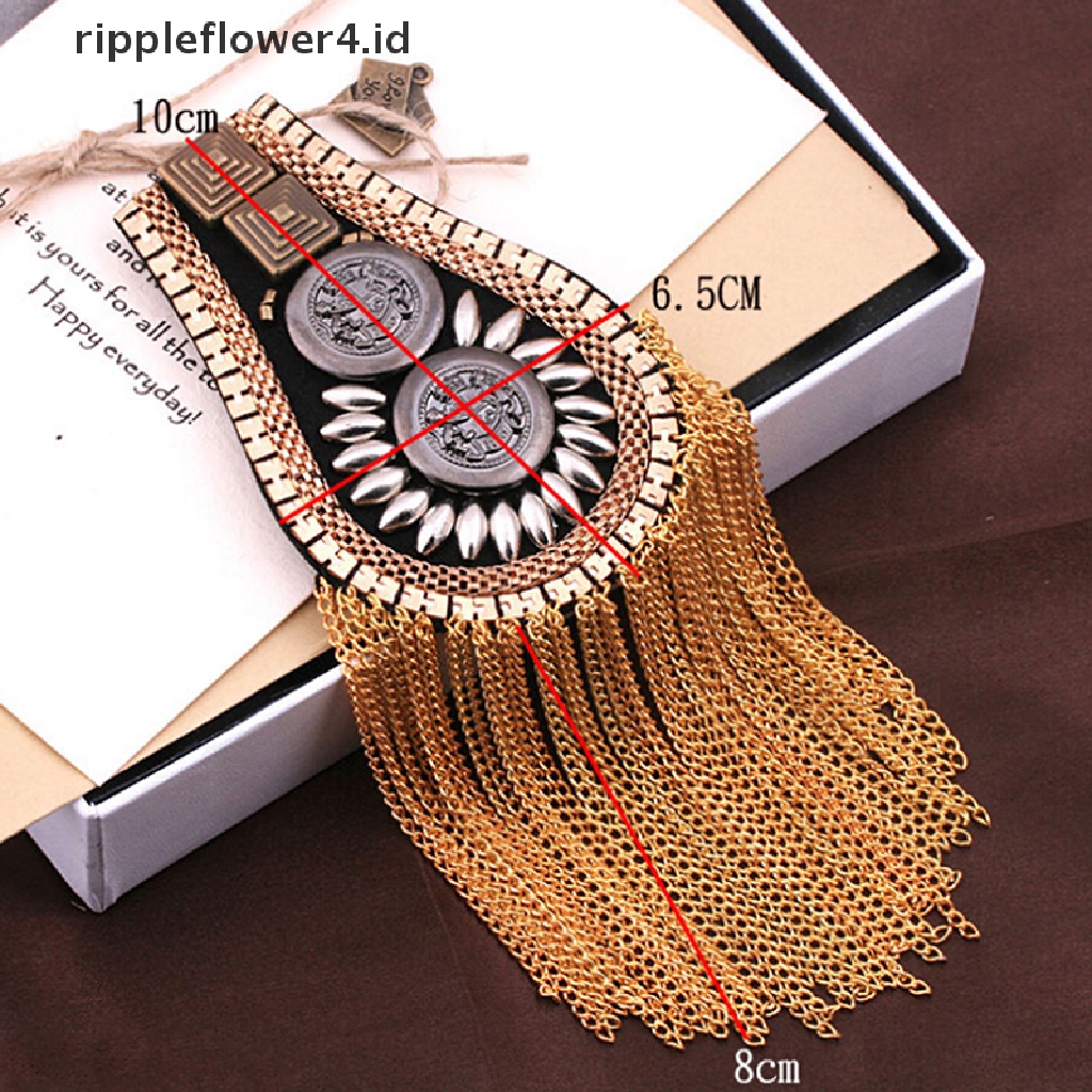 {rippleflower4.id} 1pc Rumbai Rantai Papan Bahu Lencana Epaulet Epaulette Militer Pin Di Bros~