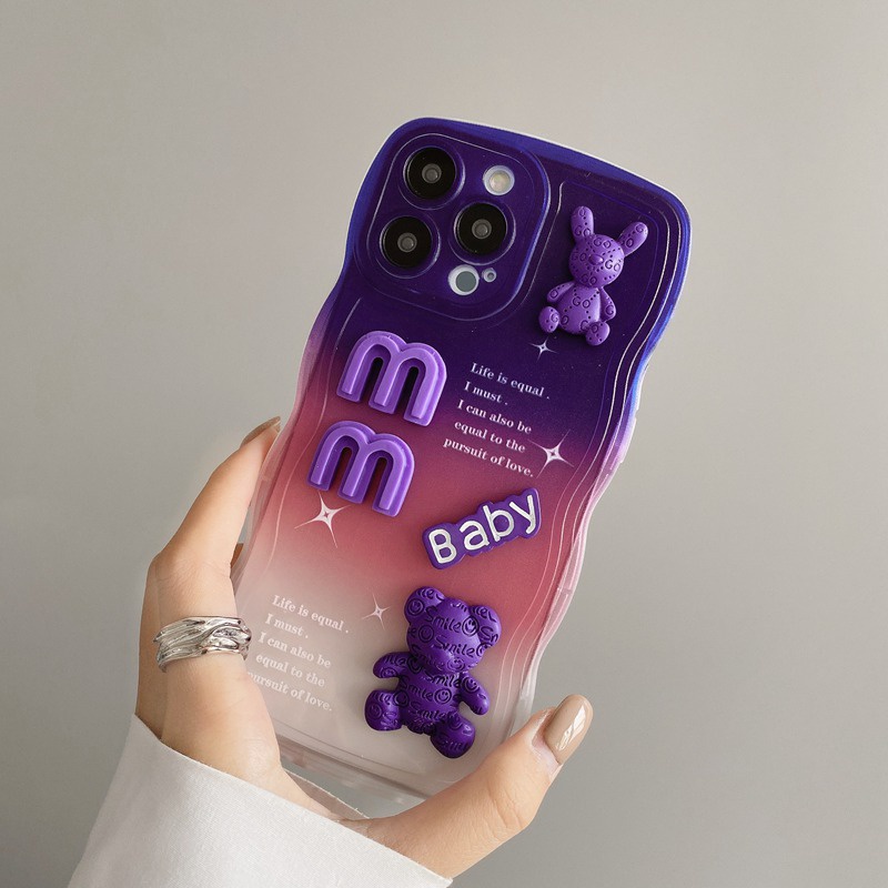 Purple Baby Bear Bunny Doll Wave Soft Case VIVO V23 V23E Y11 Y12i Y12 Y15 Y17 Y33S Y52T Y33E Y52S Y31S Y76S Y76 V20 Pro S1 Y12S Y20 Y20i Y20S Y19 V9 Y50 Y30 Y30i Y91C V5 V5S Y15S Y15A Y22 Y22S Y35 2022 Y16 V25 V25E Y33S Y33T Y32 5G Casing