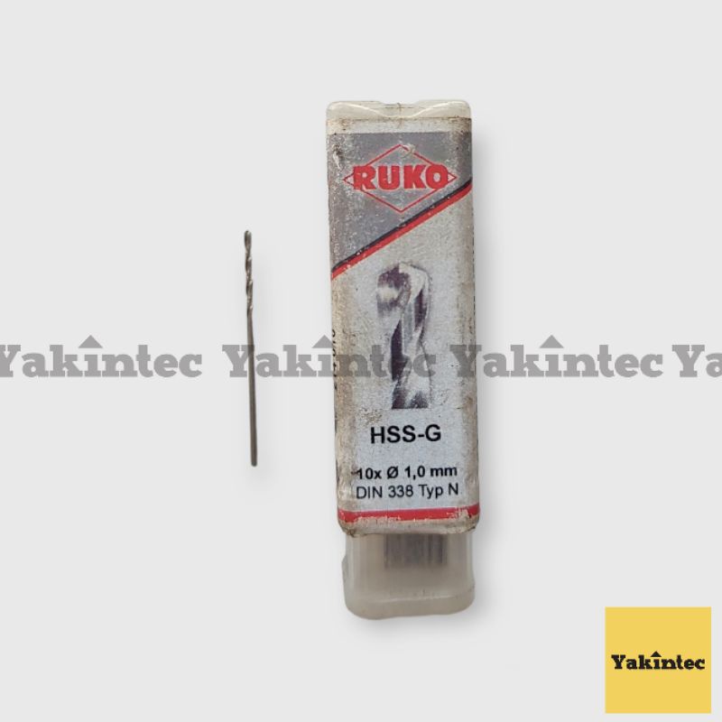 Mata Bor Twist Drill Besi & Kayu Original RUKO 1 mm DIN 338 HSS-Ground