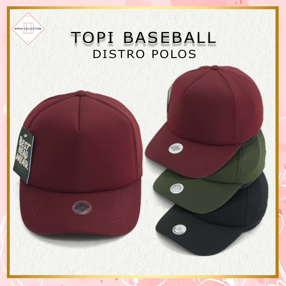 Topi Baseball POLOS Distro Kasual Sport Pria Wanita Topi Gaya Hijau Hitam Merah Busa Tebal Premium U