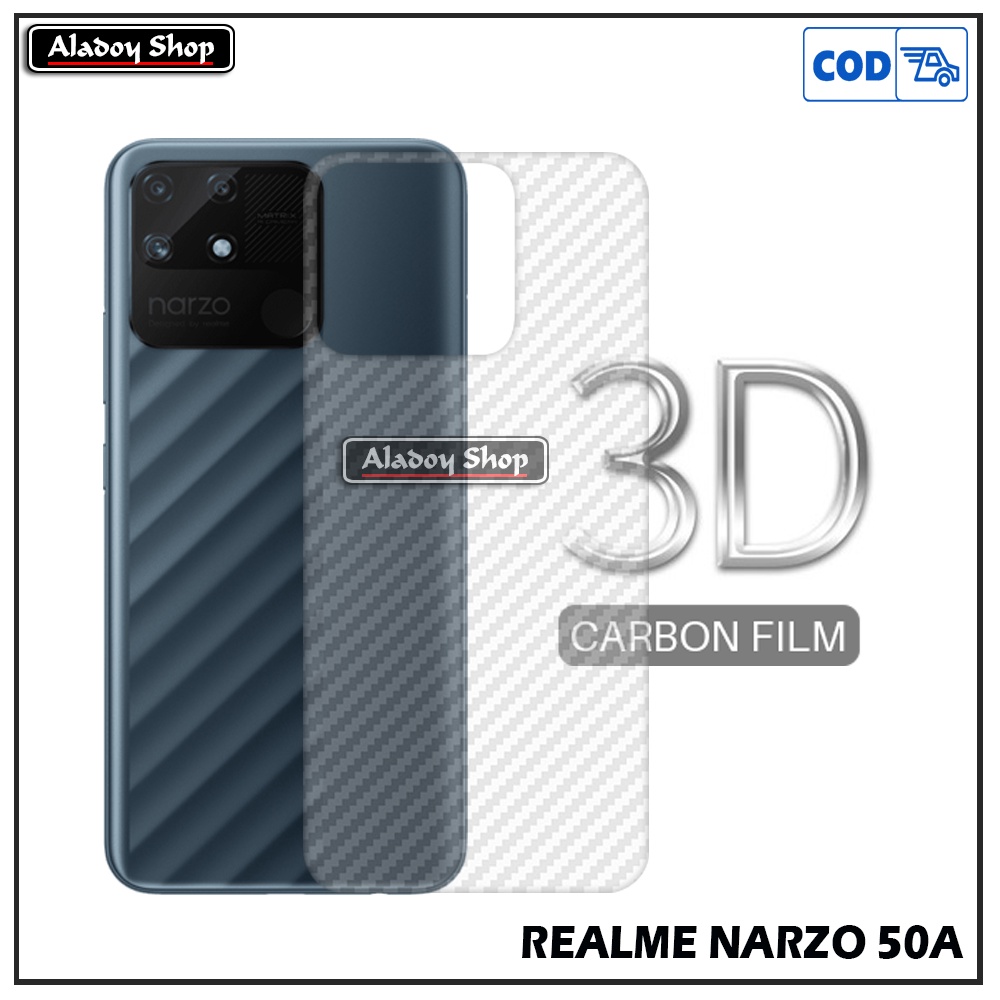 PAKET 3IN1 Anti Gores Blue Matte Anti Glare Realme Narzo 50 + Tempered Glass Camera dan Skin Carbon