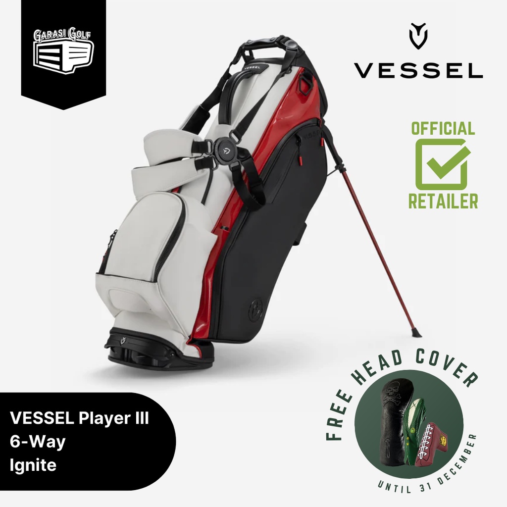 VESSEL Player III 6-Way Stand Bag Golf Ignite - Tas Stik Original