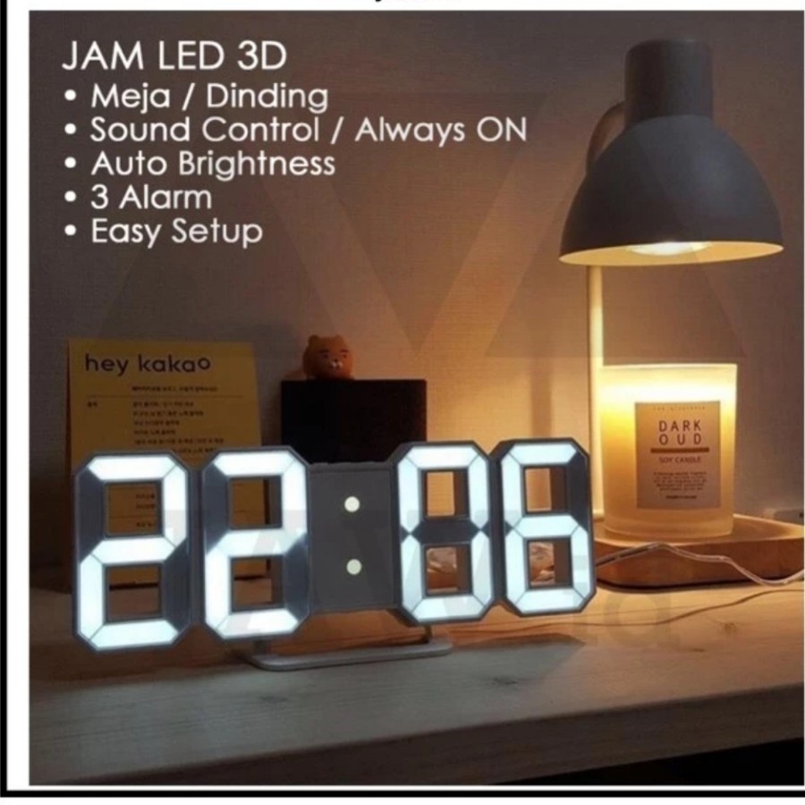 Jam Digital Led 3D Dinding Table Clock Desk Dekorasi Interior Modern A