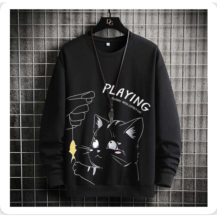 FLAYING CAT Sweatshirt Basic II Sweater Crewneck Print DTF II Sz M - XL Anak &amp; Dewasa ( Pria &amp; Wanita )