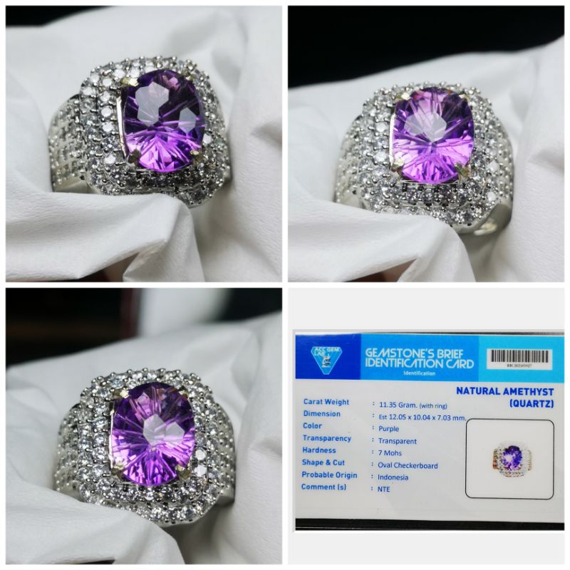 CINCIN BATU PERMATA NATURAL PURPLE AMETHYST MEMO ACC