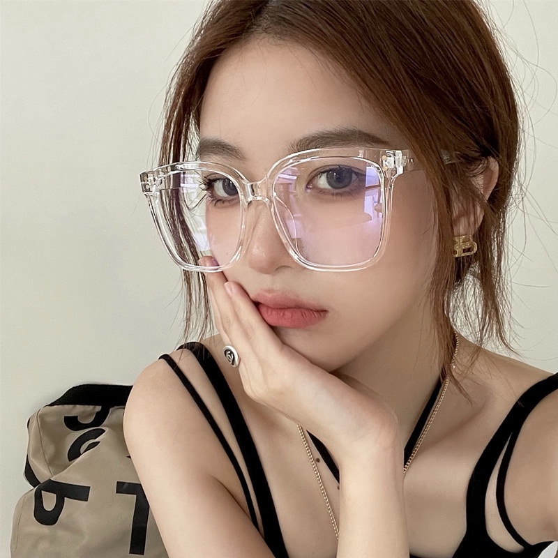 Papaozhu Korea Oversized Transparan Persegi Kacamata Untuk Wanita Perempuan Chic Kacamata Lensa Bening Outdoor Jalan Fashion Eyewear