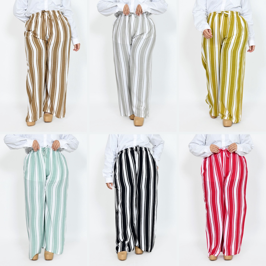 Celana Kulot Wanita Jumbo BIG Salur Bahan Rayon Premium Termurah