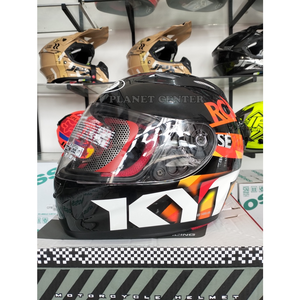HELM FULL FACE KYT RC-7 RC SEVEN MOTIF #19 BLACK ORANGE ORIGINAL