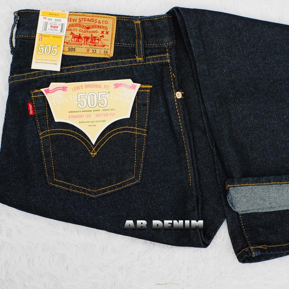 Ready Celana Jeans Levis Reguler Cowok Pria 505 Hitam Biru Muda Biru Tua Garment Original Denim