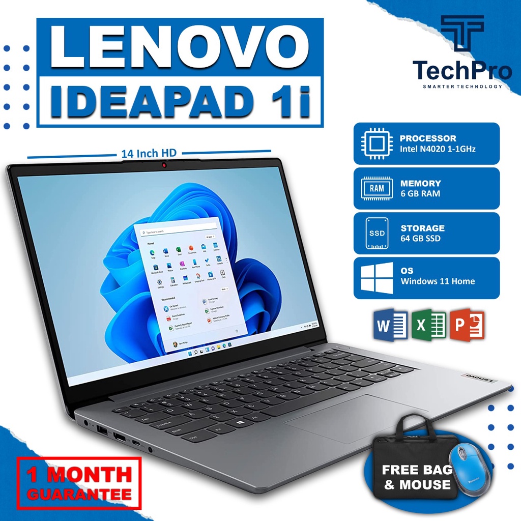 Laptop Murah Lenovo Ideapad Slim 1 11 Intel N4020 Ram 4GB SSD 64GB