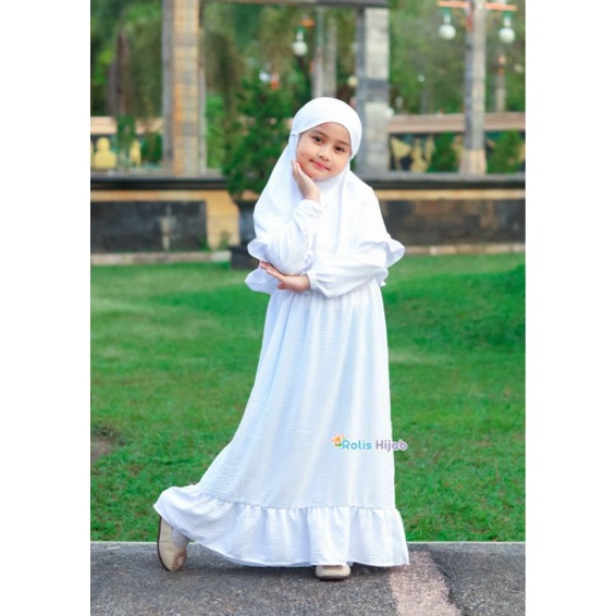 Gamis Putih gamis manasik Anak gamis anak perempuan stelan anak gamis harian gamis muslim pakaian anak perempuan anak gamis putih anak usia 4 -10 thn