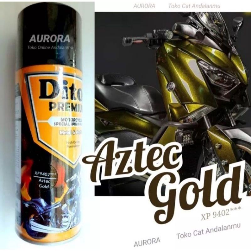 Cat Pilok Diton Premium XP 9502 Aztec Gold 400ml Astek Astex Gold Kuning Gold Kendaraan