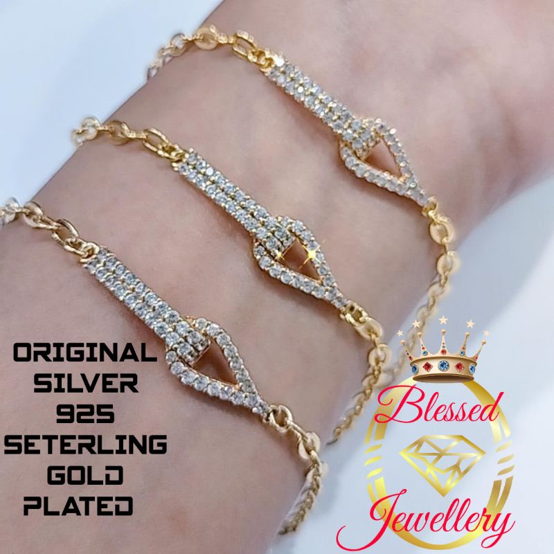 GELANG PERAK ASLI 925 LAPIS EMAS MODEL NORI