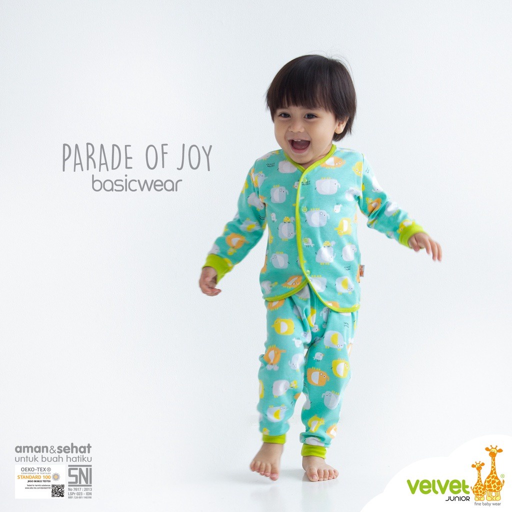 Velvet Junior Stelan Lengan Panjang Kancing Tengah &amp; Celana Panjang Parade Of Joy Series - Per 3 Pcs